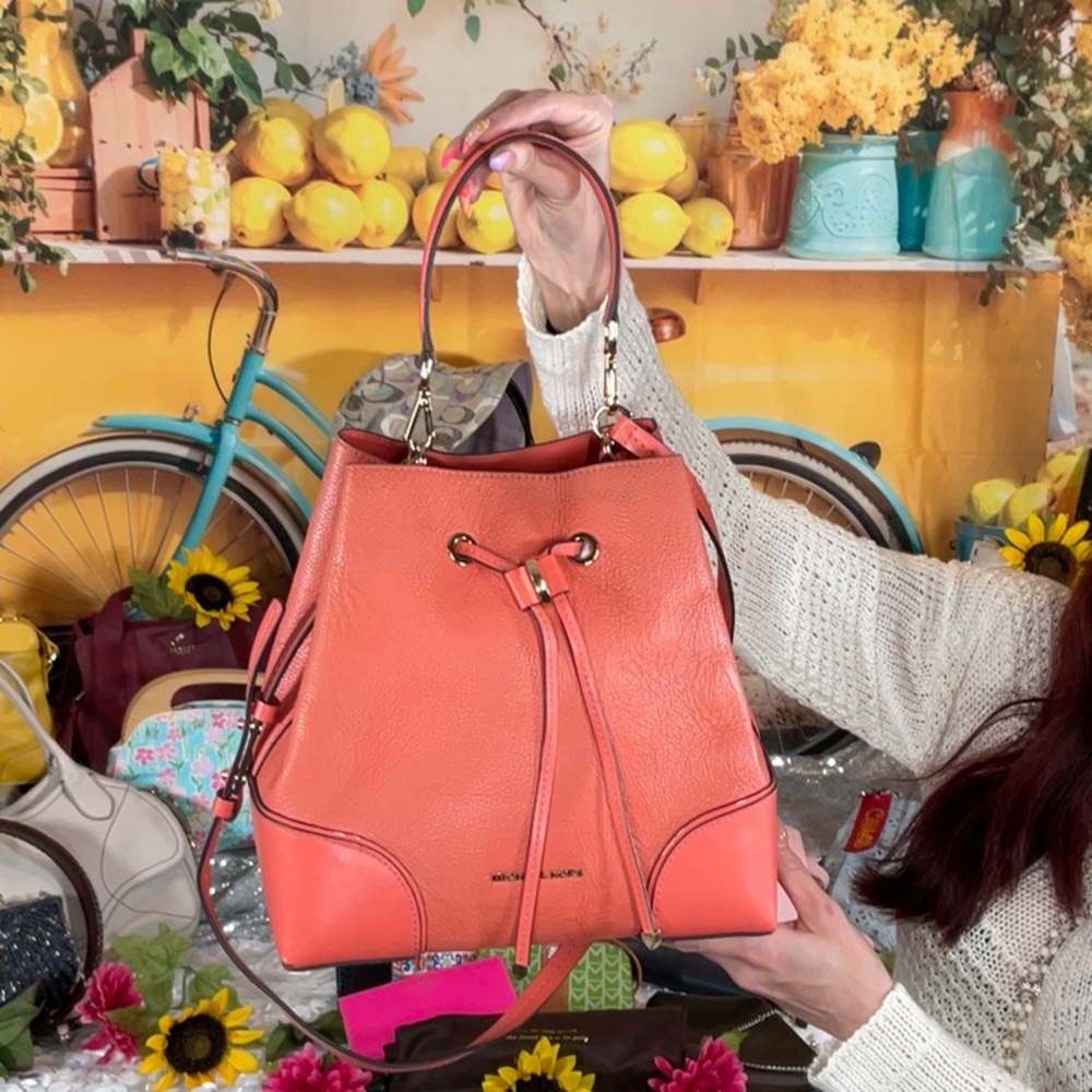 Michael Kors Cantaloupe Leather Tote With Strap.